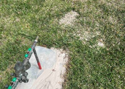 Irrigation leak causing sand to erode around the back-flow preventer caught during our Shield Home Watch Service Call in Lakewood Ranch and Manatee County!