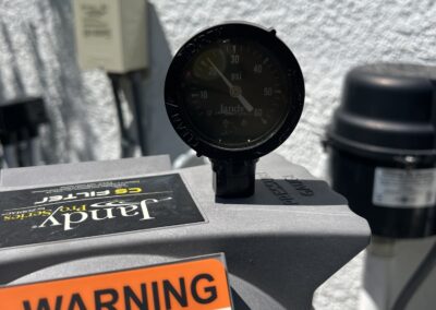 Pool filter pressure valve is reading 24 PSI which means its time to clean the filter or risk damage to the pool pump was found during our Shield Home Watch Service Call in Lakewood Ranch and Manatee County!