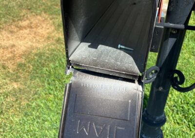Mailbox damage identified during a Shield Home Watch Service Call in the River Strand neighborhood at the Heritage Harbour community in Bradenton Florida.