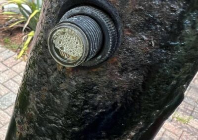 Damage to photo eye that controls the HOA coach light was witnessed during our Shield Home Watch Service Call