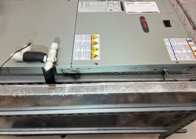 Garage AC unit has condensation dripping down into the pan was witnessed during our Shield Home Watch Service Call