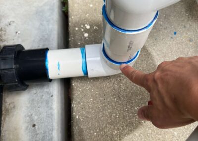 Slight leak in new fittings for the pool heater was witnessed during our Shield Home Watch Service Call in Cresswind Lakewood Ranch