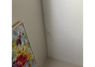 Primary Bedroom Ceiling Staining located above a piece of art after Heavy Rains in GreyHawk Landing in Lakewood Ranch was identified during our Shield Home Watch Service Call