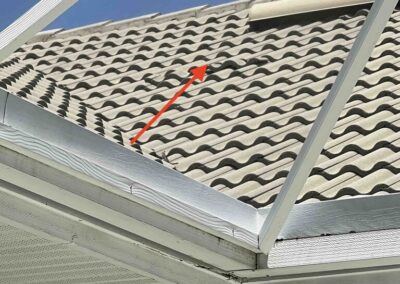 Slipped roof tiles allowing water UV rays to damage the underlayment was caught during our Shield Home Watch Service Call in Rosedale Golf and Country Club in Lakewood Ranch and Manatee County