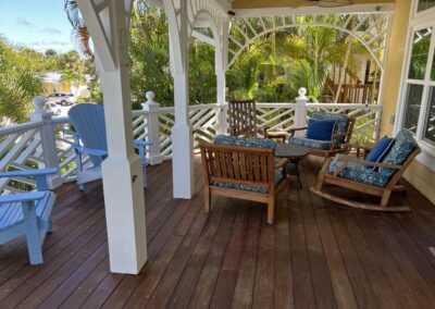 Recently treated deck and furniture wood of this Holmes Beach home was reported during our Shield Home Watch Service Call and allowed the customer to check in on the progress while traveling.