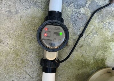 Heavy summer rain can cause pool salt levels to drop allowing organic growth was identified during a Home Watch Service Call in the Del Webb BayView in Parrish Florida.